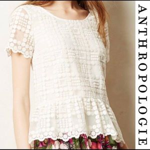 Anthropologie Leifsdottir Lacepane Blouse 4 Ivory
